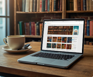Online catalog listing on laptop